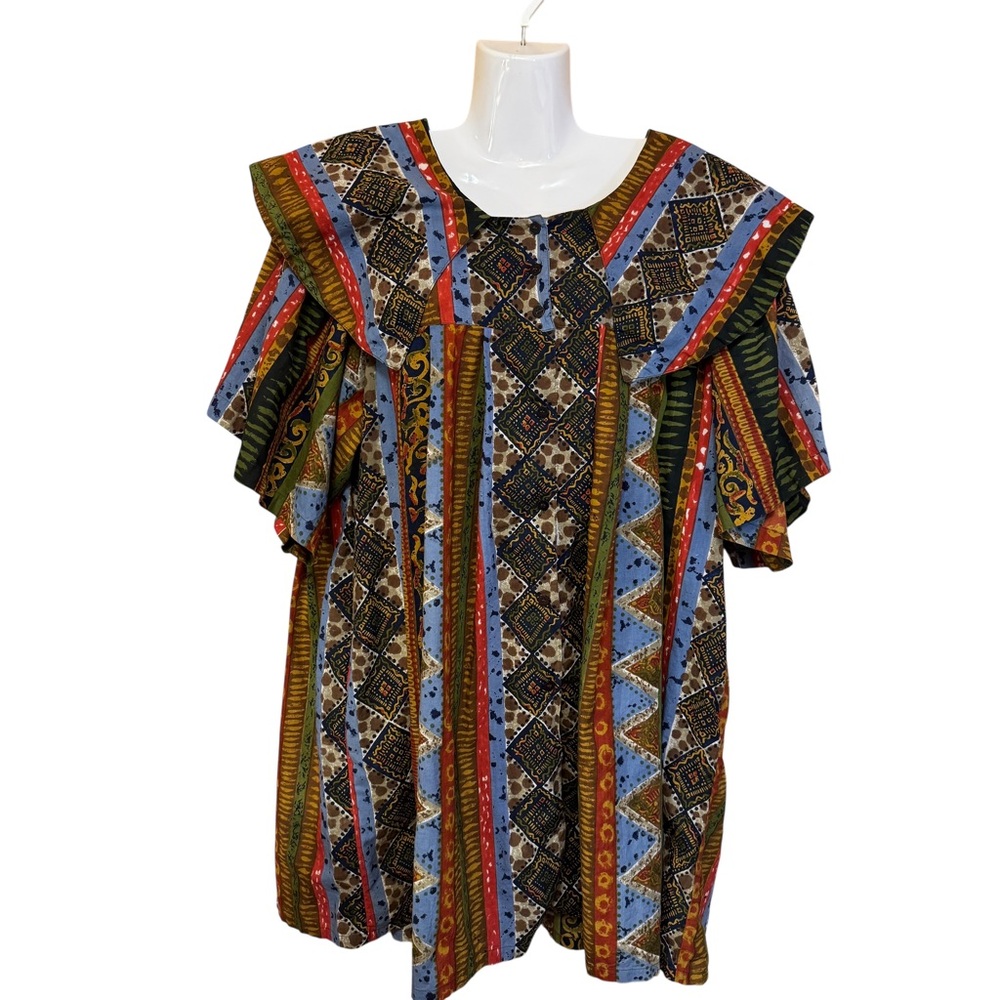 That’s It! Women’s Multicolor 100% Cotton Ruffle Collar Dress Tunic Free Size